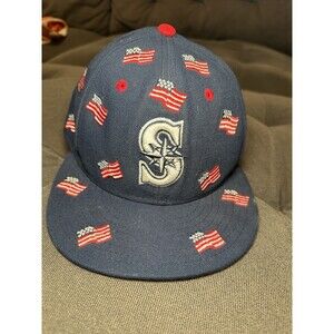 Seattle Mariners MLB July 4th Independence Day America USA Flags Fitted Hat Cap